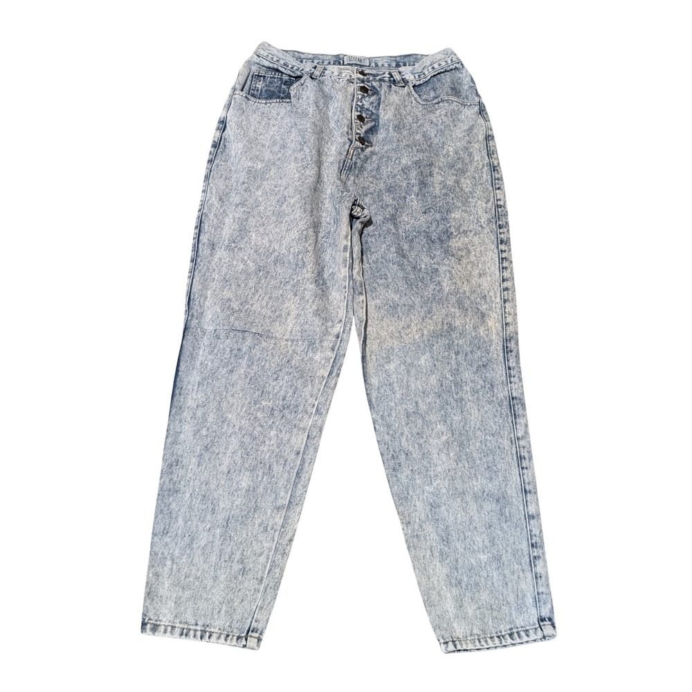 Vintage Stefano Jeans Womens 18 Blue Acid Wash Button Fly High Rise Tapered 80s